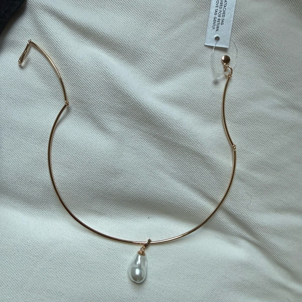 BaubleBar Gold Teardrop Pearl Choker Necklace